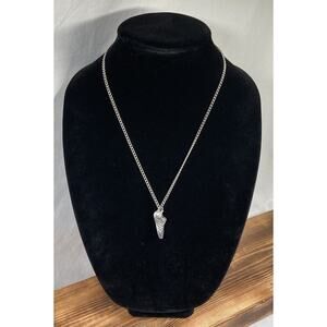 VTG Avon Pewter 1979 Fast Track Shoe Pendant Chain Necklace 20.5”